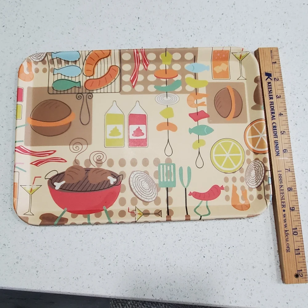 50's - 60’s Style BAR-B-Q Serving Tray Approximately 12